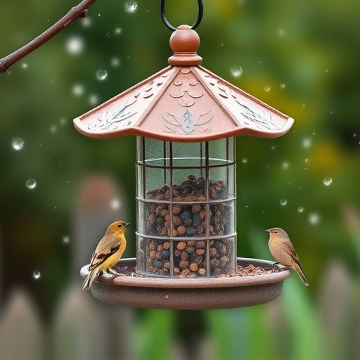 Weatherproof bird feeding station outdoors
