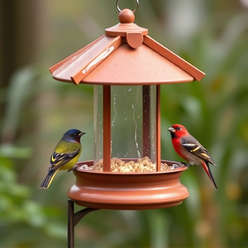Weatherproof bird feeding station outdoors