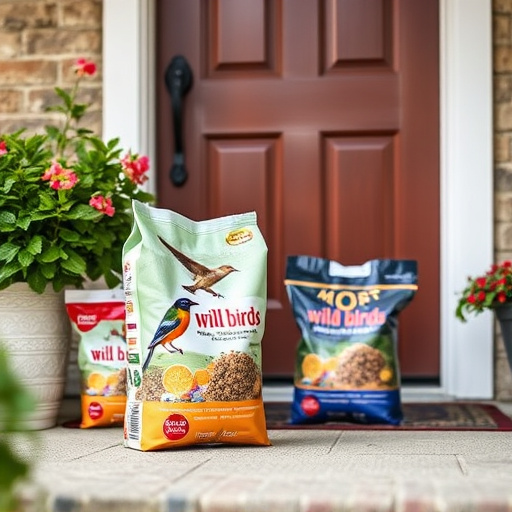 Wild bird food package at front door