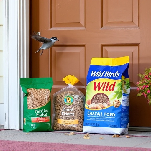 Wild bird food package at front door