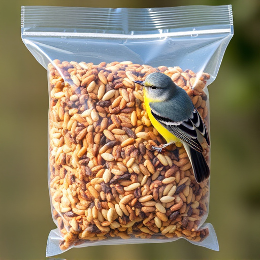 Wild bird seed in clear bulk packaging
