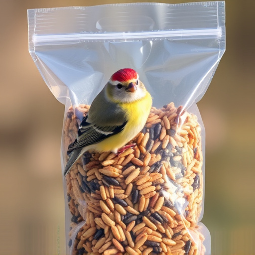 Wild bird seed in clear bulk packaging