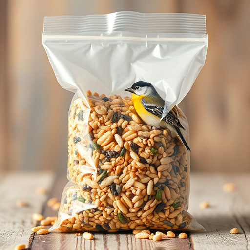 Wild bird seed mix in packaging