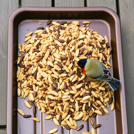 Wild bird seed mix on tray