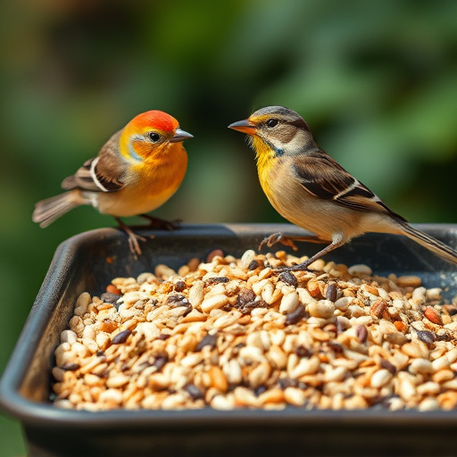 Wild bird seed mix on tray
