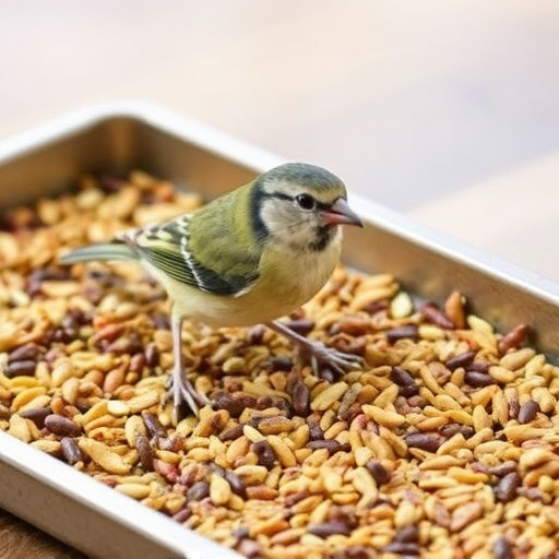 Wild bird seed mix on tray