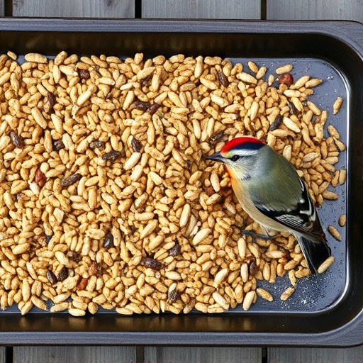 Wild bird seed mix on tray