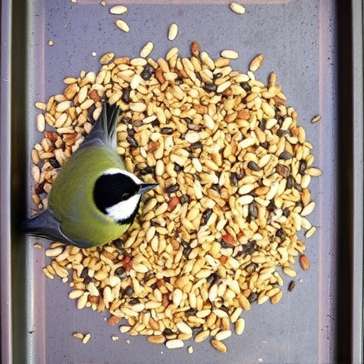 Wild bird seed mix on tray