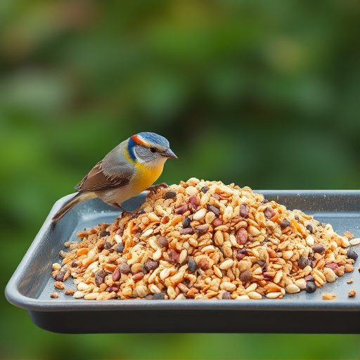 Wild bird seed mix on tray