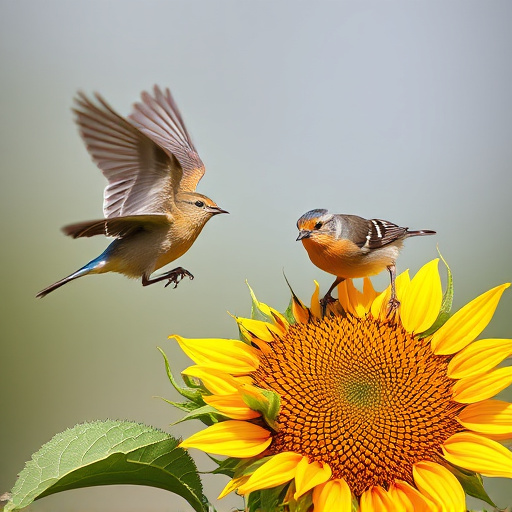 Wild birds eating sunflower hearts