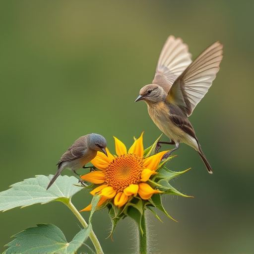 Wild birds eating sunflower hearts