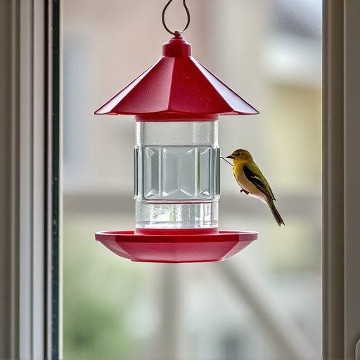 Window bird feeder attached to glass