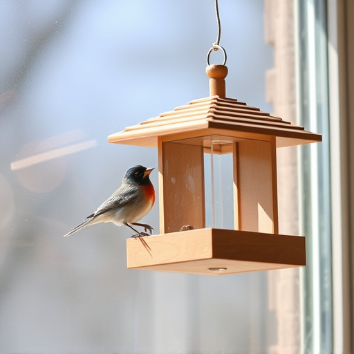 Window bird feeder attached to glass
