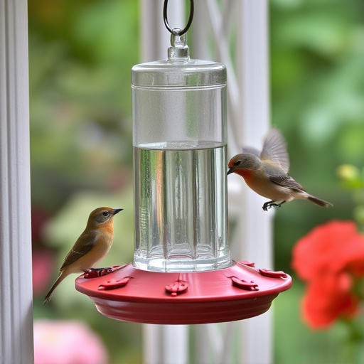 Window feeder attracting garden birds