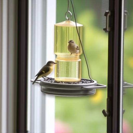 Window feeder attracting garden birds