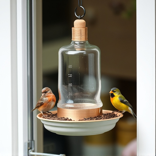 Window feeder attracting garden birds