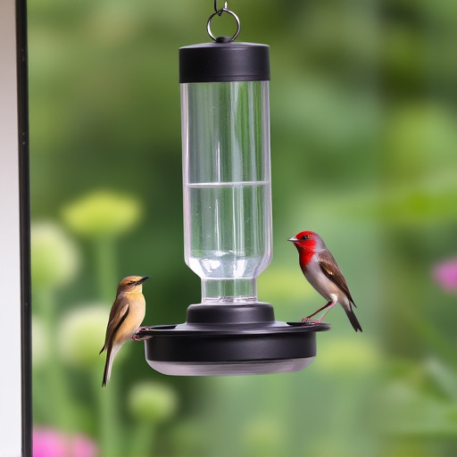 Window feeder attracting garden birds