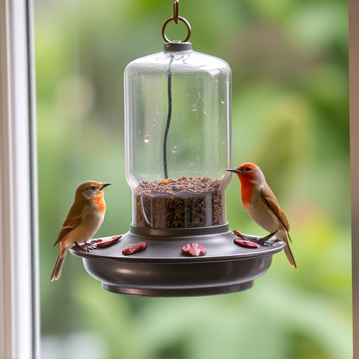 Window feeder attracting garden birds
