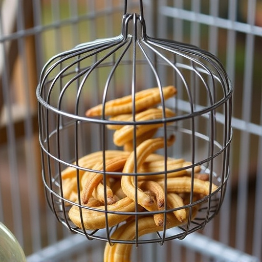 Wire cage feeder for mealworm snacks