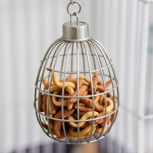 Wire cage feeder for mealworm snacks