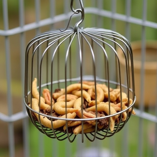 Wire cage feeder for mealworm snacks