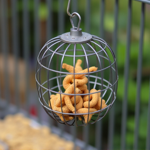 Wire cage feeder for mealworm snacks