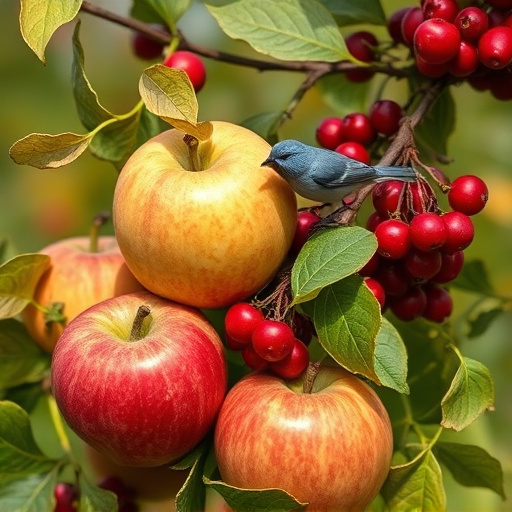 Apples and berries left for birds