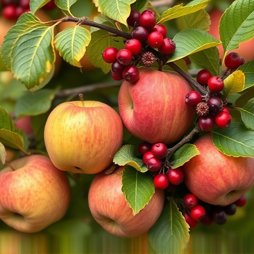 Apples and berries left for birds