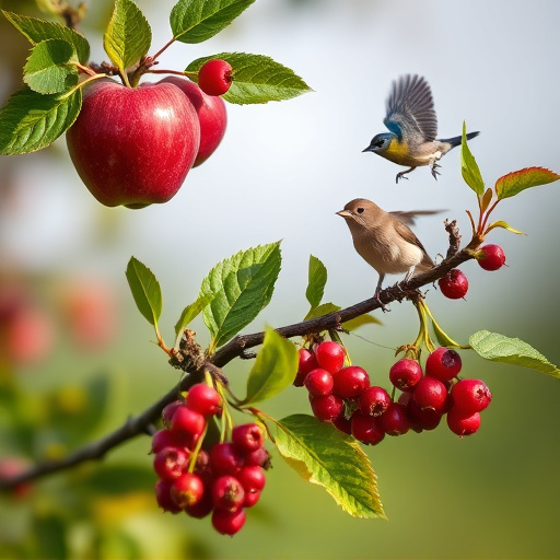 Apples and berries left for birds