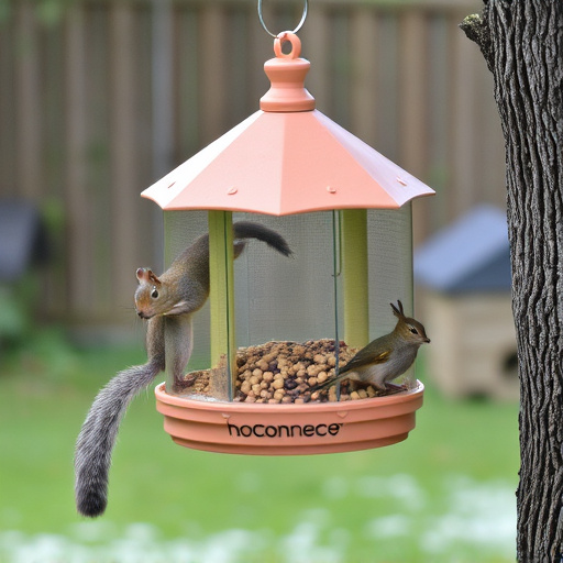 Backyard feeder protected from squirrel raids