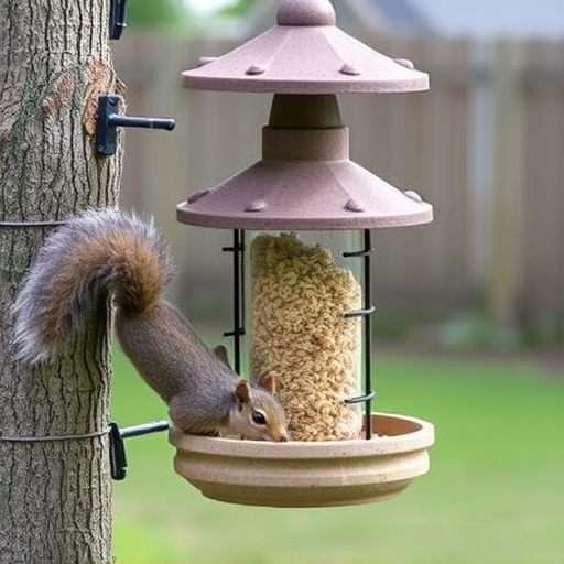 Backyard feeder protected from squirrel raids