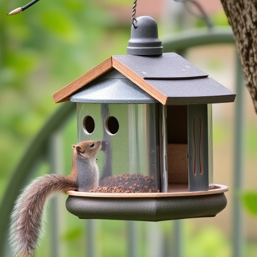 Backyard feeder protected from squirrel raids