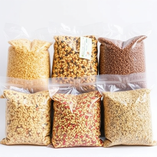 Bags of mixed bird seed varieties