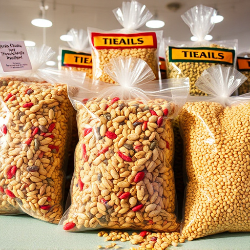 Bags of mixed bird seed varieties