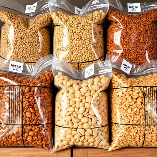 Bags of mixed bird seed varieties