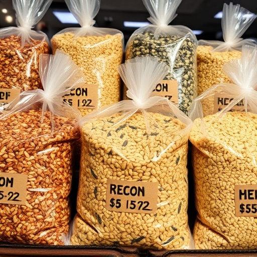 Bags of mixed bird seed varieties