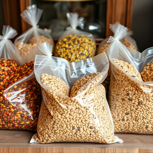 Bags of mixed bird seed varieties