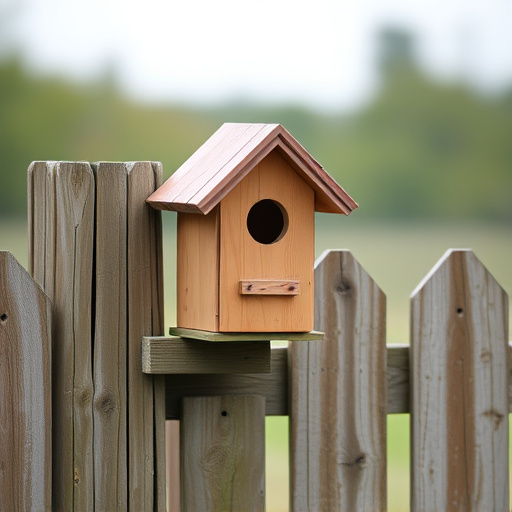 Bird box attached to fence post