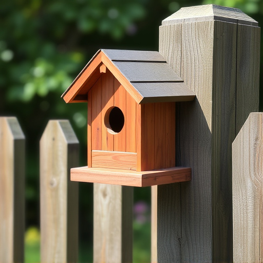 Bird box attached to fence post