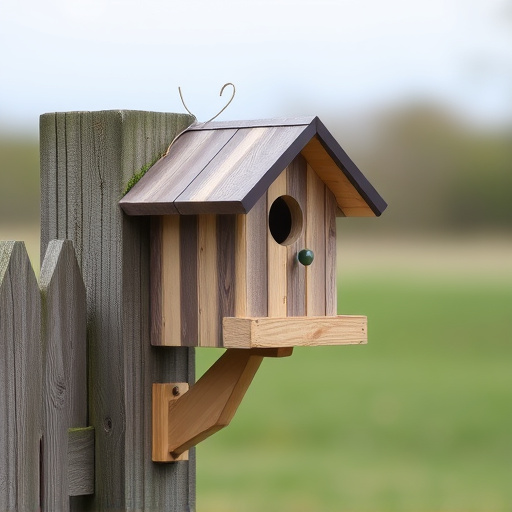 Bird box attached to fence post