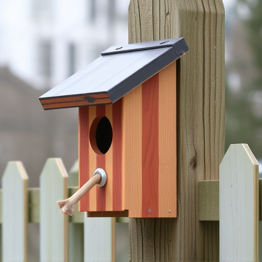 Bird box attached to fence post