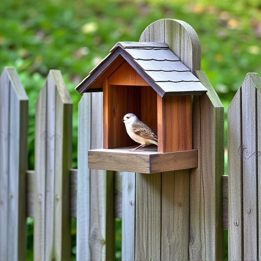 Bird box attached to fence post