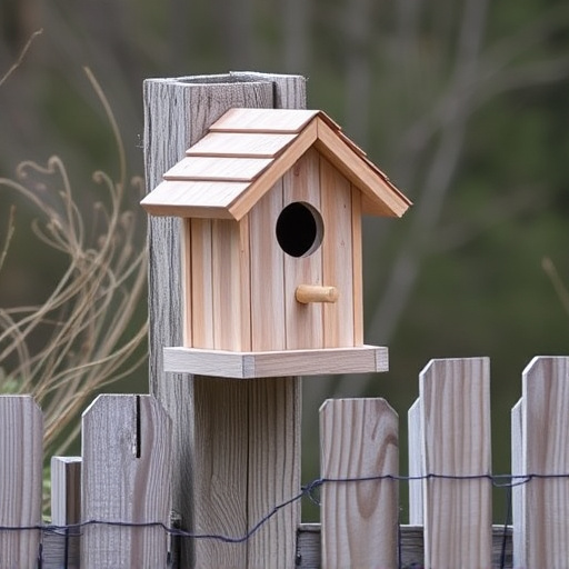Bird box attached to fence post
