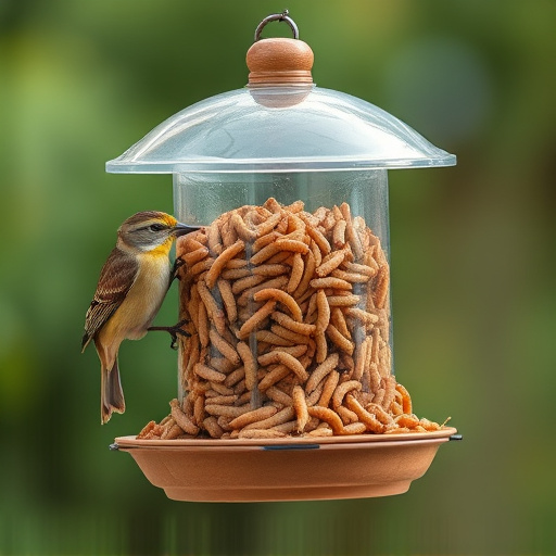 Bird feeder filled with mealworms only