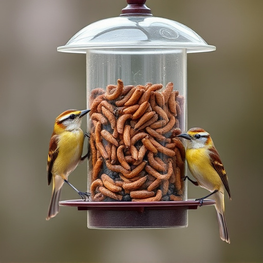 Bird feeder filled with mealworms only
