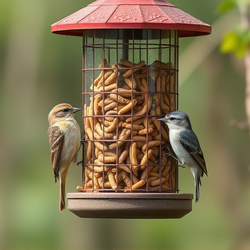 Bird feeder filled with mealworms only