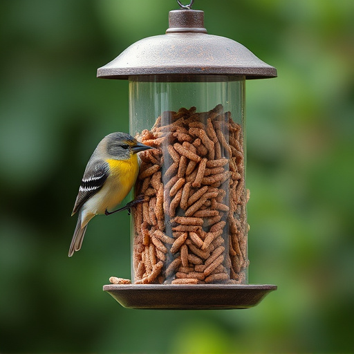 Bird feeder filled with mealworms only