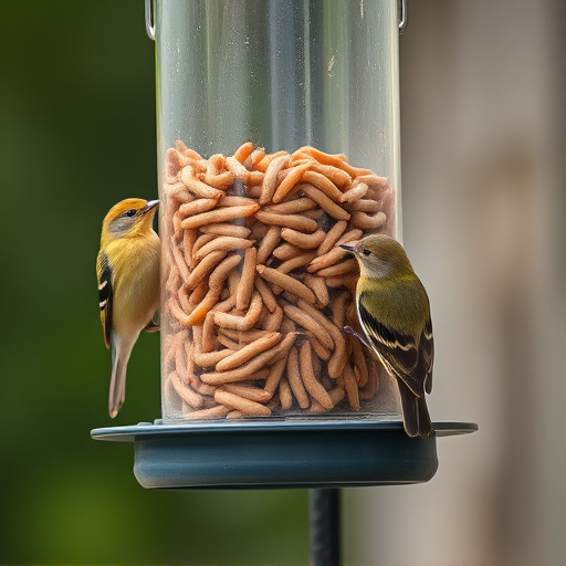 Bird feeder filled with mealworms only