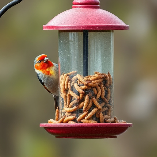 Bird feeder filled with mealworms only