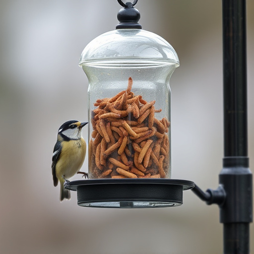 Bird feeder filled with mealworms only